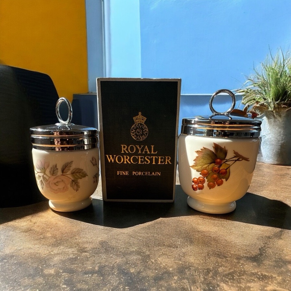 ROYAL WORCESTER FINE PORCELAIN EGG CODDLERS (SET OF 2)